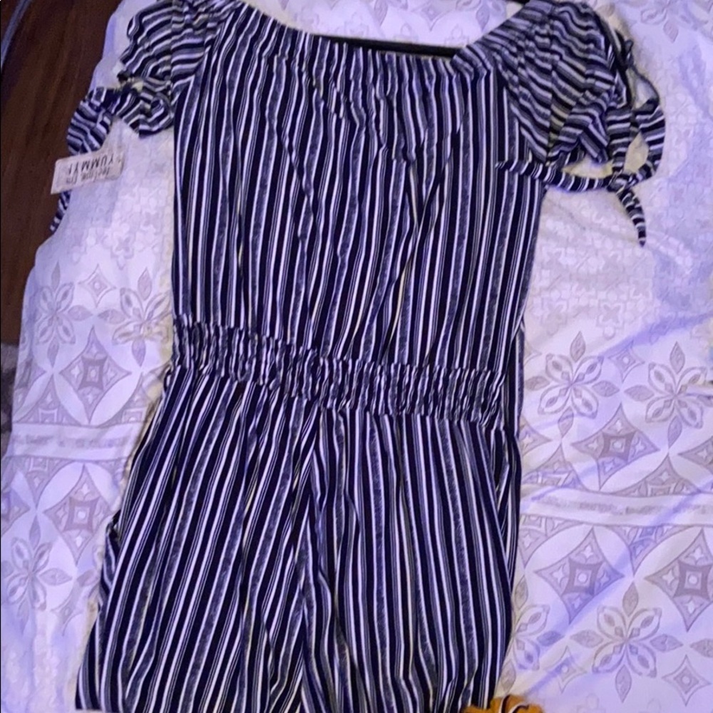 Blue striped jumpsuit